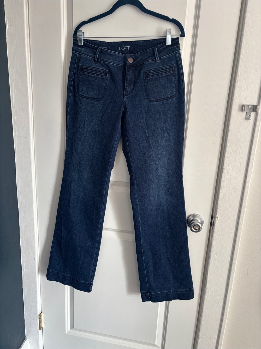 LOFT Navy Wide-Leg Flare Jeans